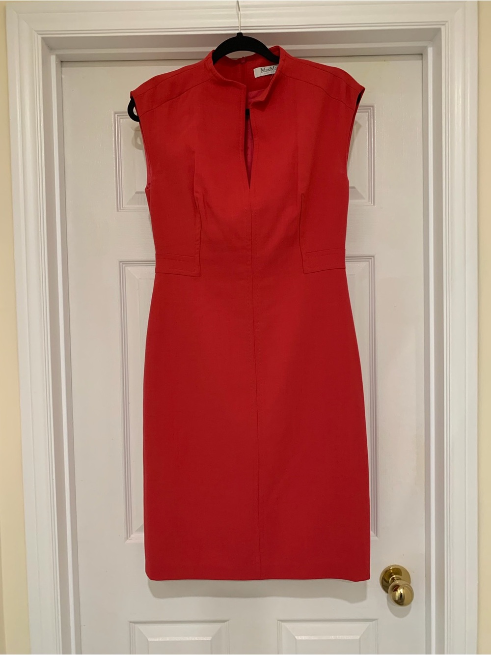 MaxMara Vibrant Red Cap-Sleeve Sheath Dress